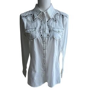 NWT Ladies Ariat Skylar white cowgirl western rodeo buttondown shirt size L